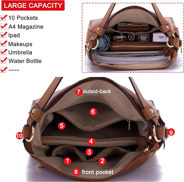 Women Large Crossbody Bags Ladies Satchel Shoulder Handbags Purse and Wallet Set for Women Totes Hobo Purses