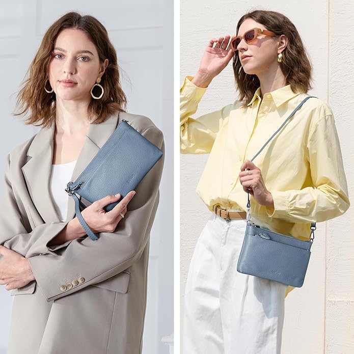 befen Genuine Leather Wristlet Clutch Wallet Purses with RFID Blocking, Small Crossbody Bags Shoulder Handbag for Women