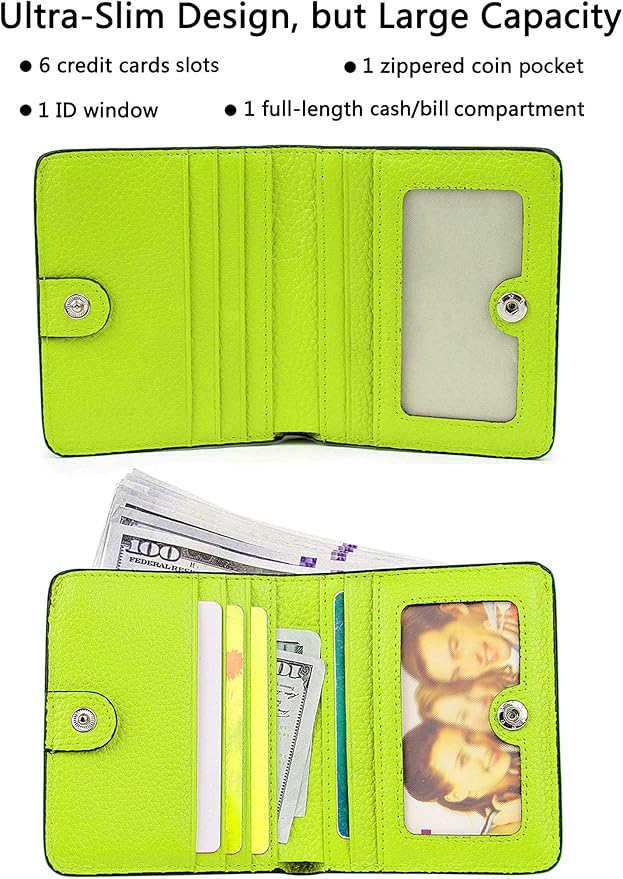 AINIMOER Small Leather Wallet for Women, Ladies Credit Card Holder RFID Blocking Women's Mini Bifold Pocket Purse