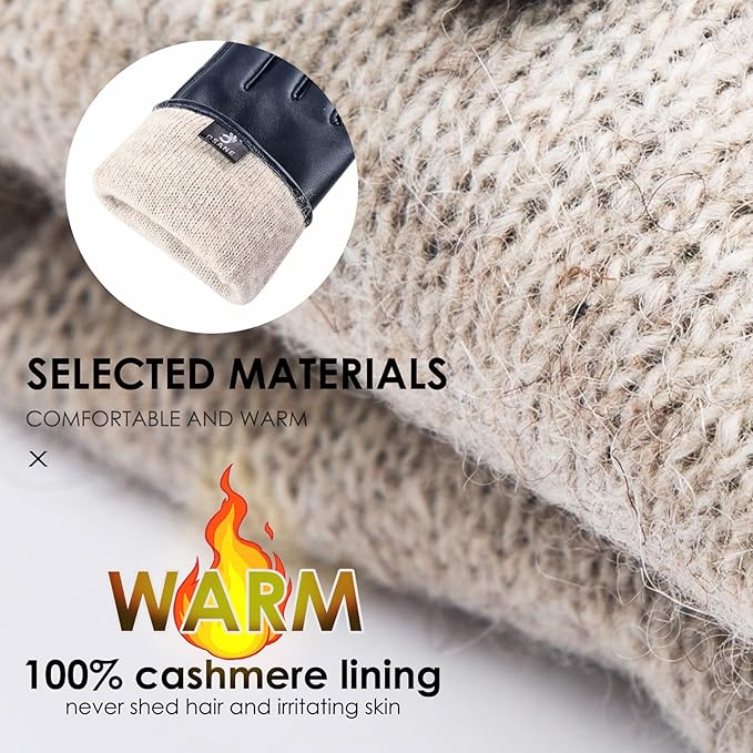 Dsane Womens Winter Leather Touchscreen Texting Warm Driving Lambskin Pure Genuine leather Gloves