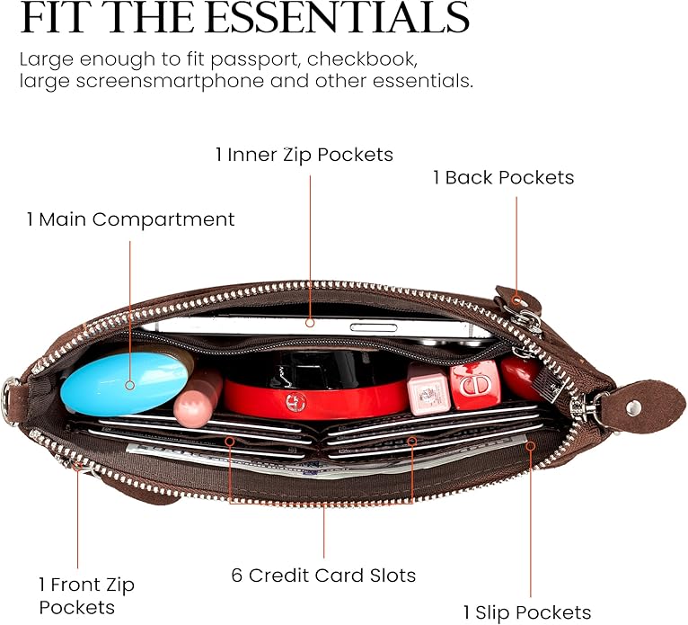 befen Genuine Leather Wristlet Clutch Wallet Purses with RFID Blocking, Small Crossbody Bags Shoulder Handbag for Women