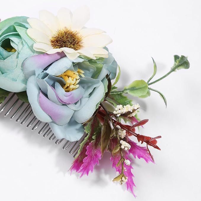 Flower Hair Clip for Women - Elegant Hair Accessory for Wedding, Party & Daily Wear (Aqua Blue)
