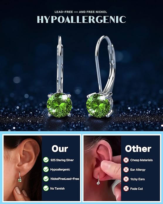 Moissanite Earrings,1.0ct-2.0ct D Color Brilliant Round Cut Earring 18K White Gold Plated Sterling Silver Dangle Earrings Moissanite Leverback Drop Earring s