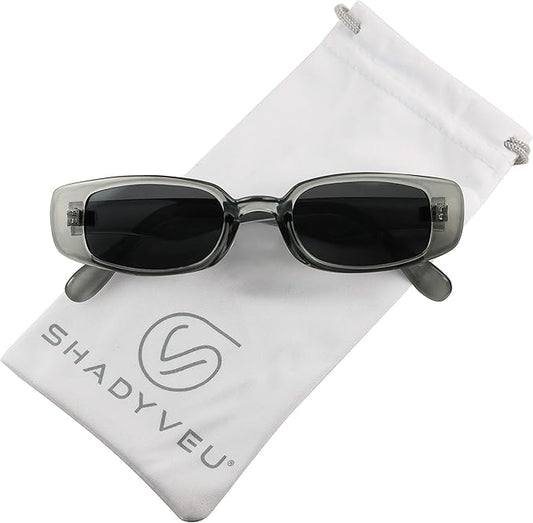 ShadyVEU Slim Classic Rectangular Sunglasses UV Protection 90’s Vintage Small Wide Retro Frame Fashion Shades