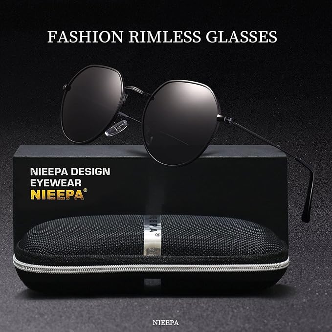 Polarized Polygon Round Sunglasses Classic Half Hexagon Circle Vintage Sun Glasses For Women Men Retro Shades NP1008