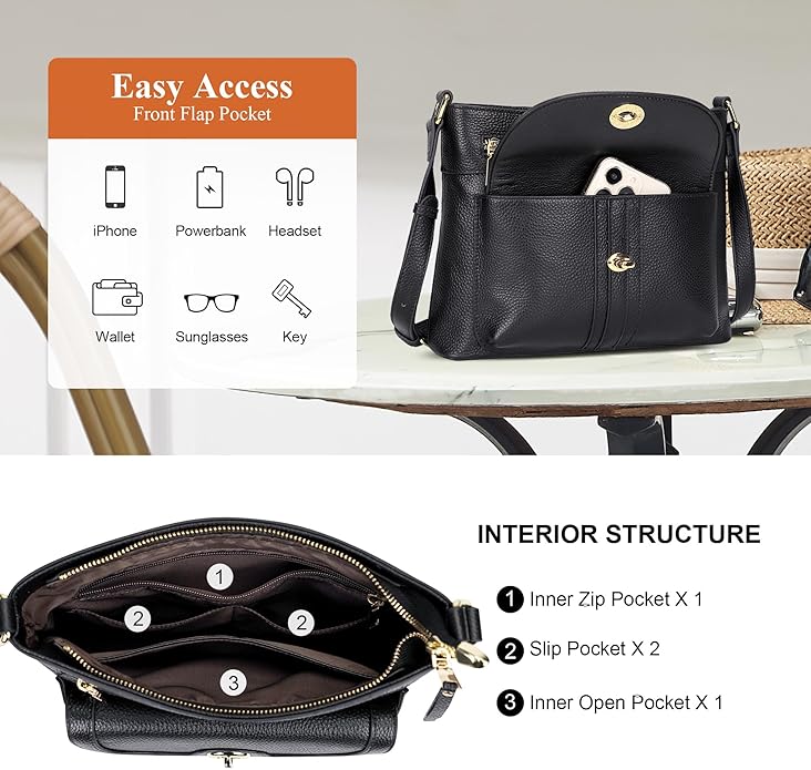 Over Earth Genuine Leather Crossbody Bags for Women Trendy Purses and Ladies Shoulder Handbags