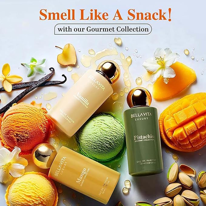 BELLAVITA Gourmet Collection Mango EDP | Fruity, Floral, Woody Long Lasting Fragrance Perfume for Men and Women 100ml