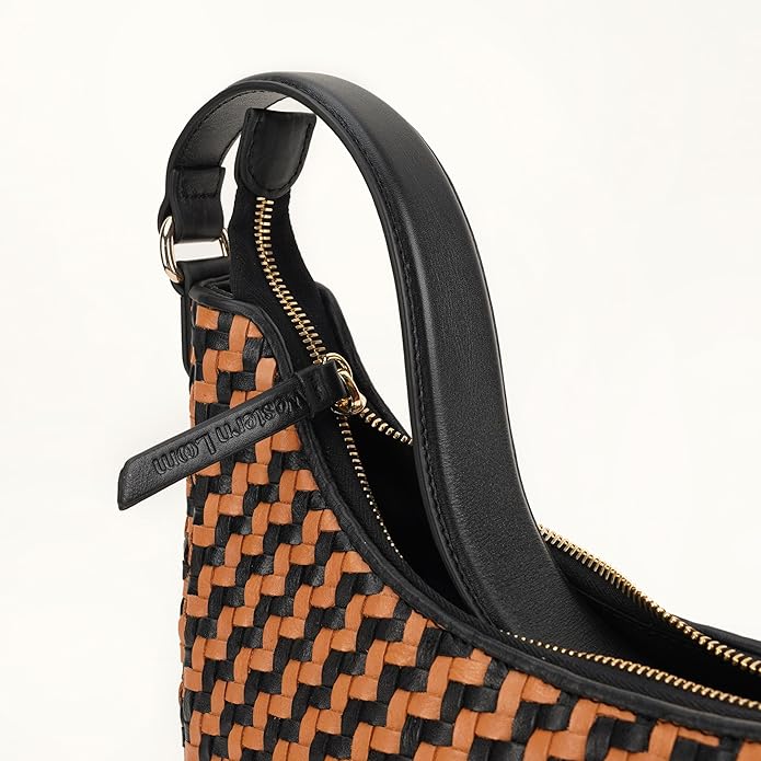 Handmade Woven Genuine Leather Bag, Premium Quality, Crossbody Purse & Hobo Handbag, Diagonal Pattern, 11.81x3.94x9.06 Inches
