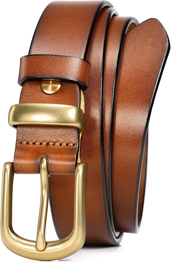 WOLFANT Womens Belts for Jeans in Gift Box,1.1" Ladies Belt with Gold Buckle,100% Italian Full Grain Real Solid Leather