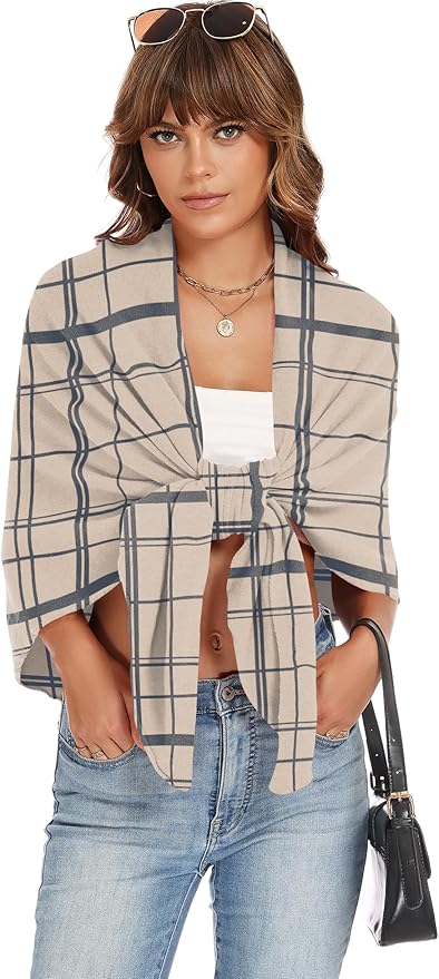 iWoo Women Soft Shawl Wraps kintted Open Front Poncho Sweater for Spring Fall Winter