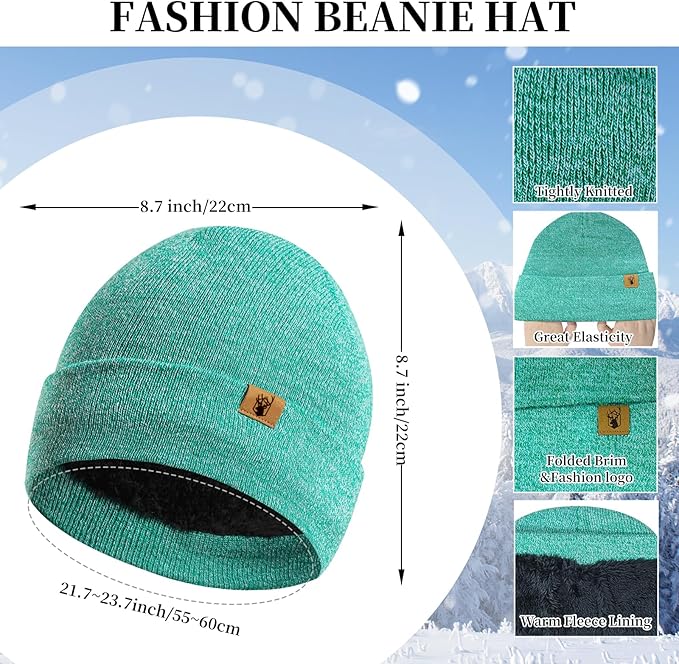 Winter Warm Beanie Hat Touchscreen Gloves Long Scarf Set for Women with Headband, Knit Cap Scarves with Tassel for Women