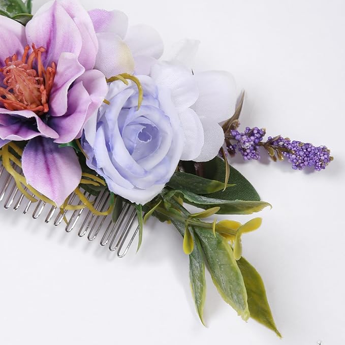 Flower Hair Clip for Women - Elegant Hair Accessory for Wedding, Party & Daily Wear (Lavender)