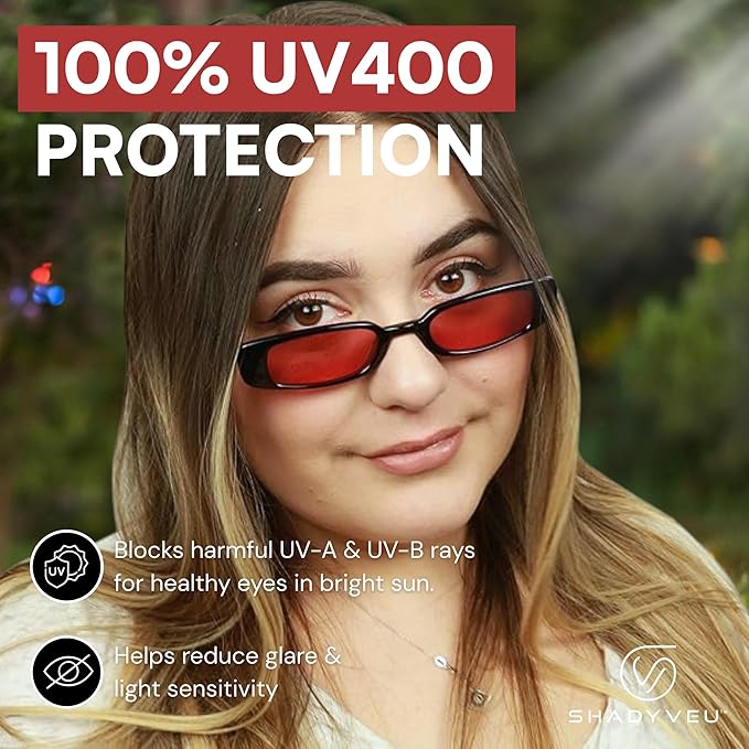 ShadyVEU Slim Classic Rectangular Sunglasses UV Protection 90’s Vintage Small Wide Retro Frame Fashion Shades