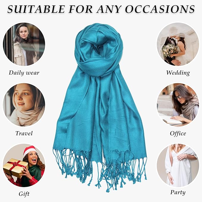 Achillea Soft Silky Pashmina Scarf for Women – Shawl Wrap for Evening Dresses, Bridesmaids, Weddings & Everyday Wear