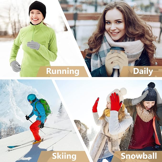 Omisy 4 Pairs Winter Gloves Women Touchscreen Cold Weather, Valentines Day Gifts for Her Wife Mom Girlfriend, Wam Mitten