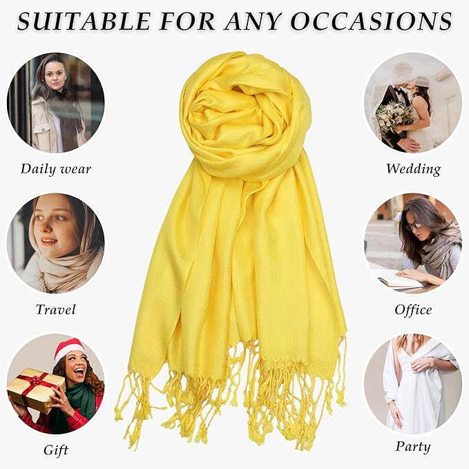 Achillea Soft Silky Pashmina Scarf for Women – Shawl Wrap for Evening Dresses, Bridesmaids, Weddings & Everyday Wear