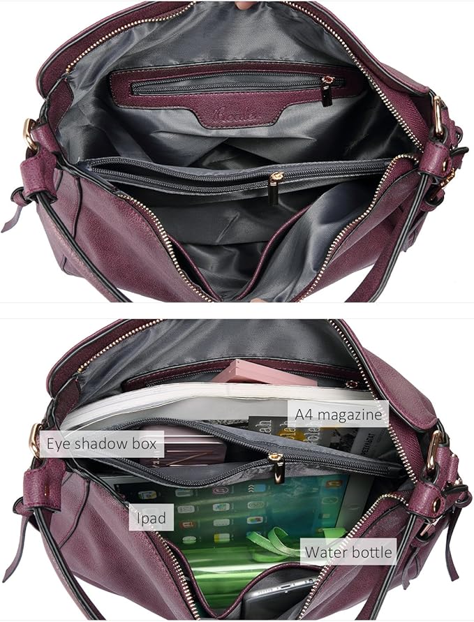 Realer Hobo Crossbody Bags for Women Designer Faux Leather Hobo Handbags Retro Large Size Shoulder Bag Bucket Purse