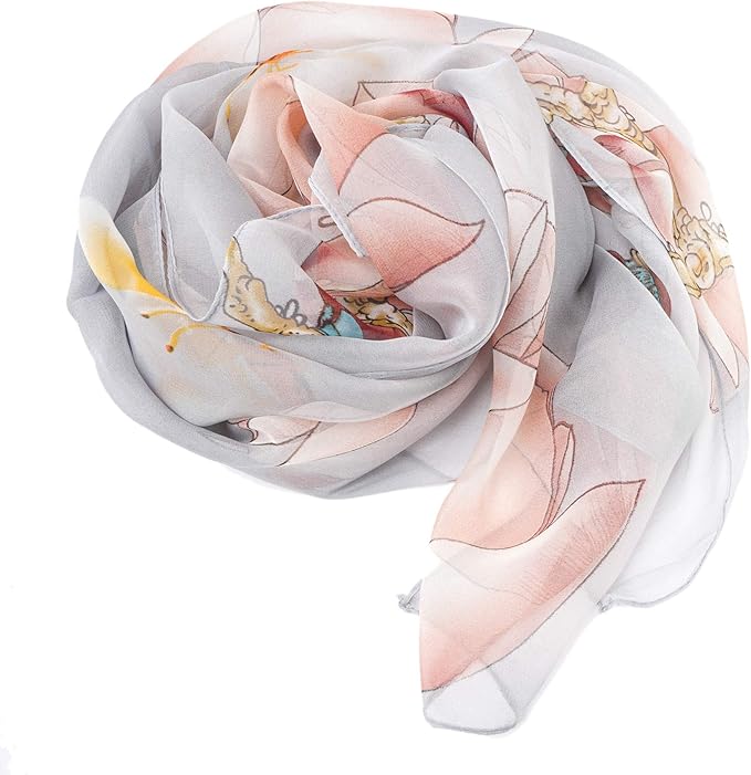 YOUR SMILE Ladies/Women's Lightweight Floral Print/Solid Color mixture Shawl Scarf For Spring Summer season