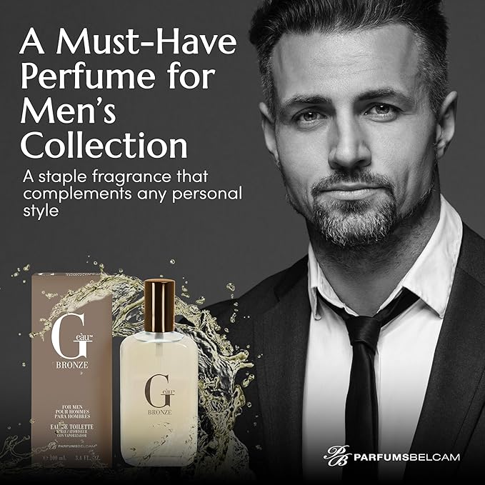 PB ParfumsBelcam G eàu Bronze Eau de Toilette Spray Perfume for Men – 3.4 Fl Oz Affordable Long Lasting Cologne, Aquatic Woody Fragrance with Citrus, Lavender, Rosemary & Patchouli for All Day Use