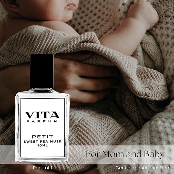 Vita Parfum Sweet Pea Perfume Oil, Mini Roll On Parfum for Women, Baby Perfume for Girls and Boys, Vegan Cruelty Free Perfume in Petit Sweet Pea Musk Scent, 10ml