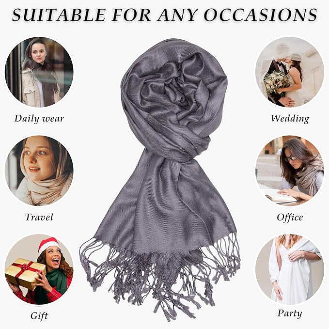 Achillea Soft Silky Pashmina Scarf for Women – Shawl Wrap for Evening Dresses, Bridesmaids, Weddings & Everyday Wear