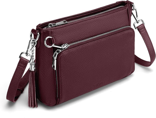 befen Anti Theft Genuine Leather Crossbody Bags for Women Handbags and Shoulder Basg with Built in Wallet RFID Leather Purse