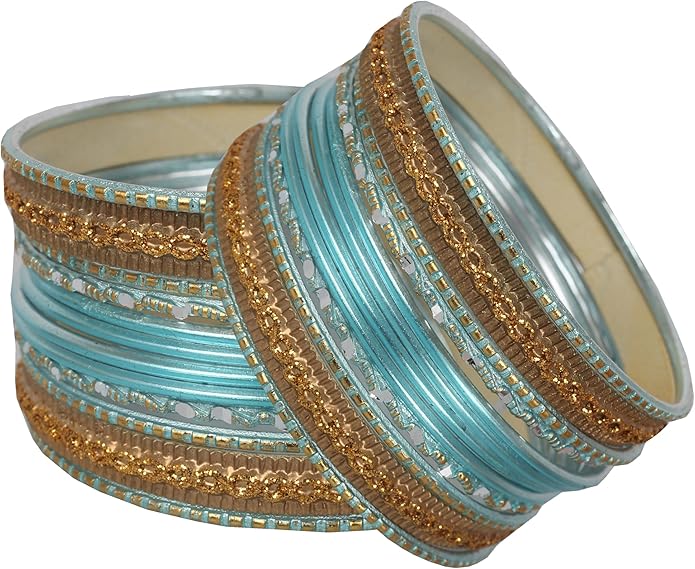Touchstone Indian Metal Bangles for Women Gold Alloy Bracelets desi 2 Dozen Bangle Collection Bollywood Women's Jewelry Set Multi Stacking Wide Chunky Textured Golden Set of 24 in Gold or White Tone