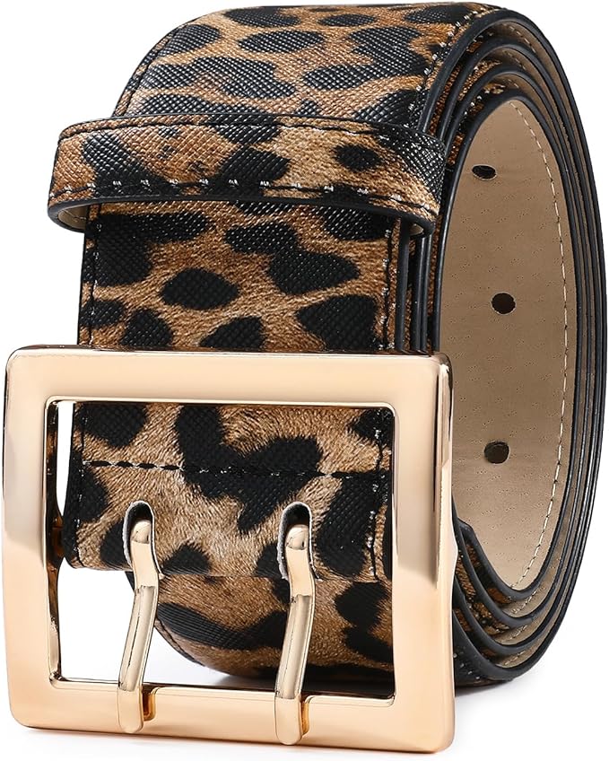 Wide Belts for Women Leather Wide Belts Fashion Thick Black Belt With Gold Buckle Belt for Dresses