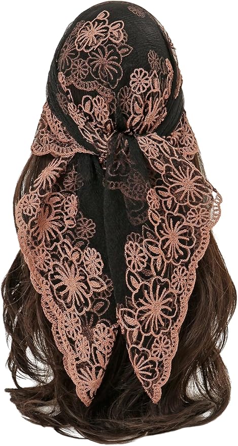 Floerns Women's Flower Embroidery Hair Scarf Headband Sheer Lace Hair Bandana