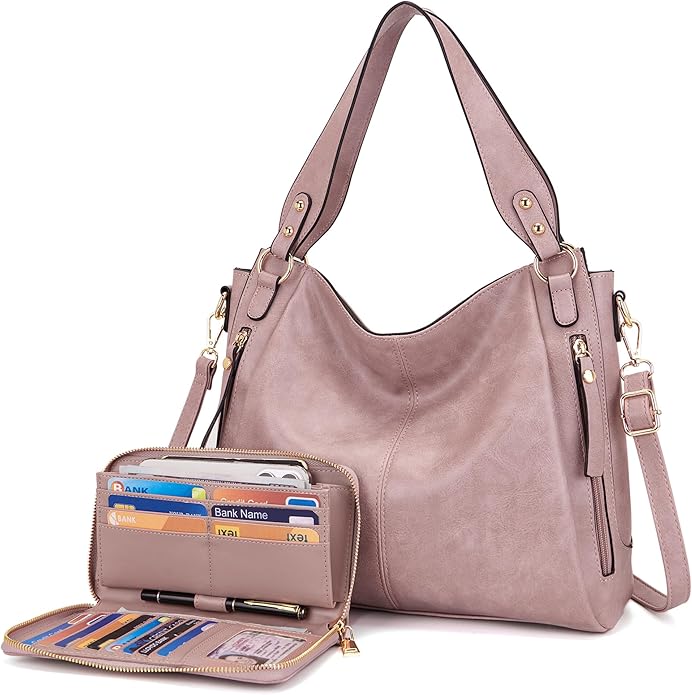 Women's Hobo Handbags Crossbody Bags Ladies Tote Shoulder Bags Purses and Wallet Set 2pcs