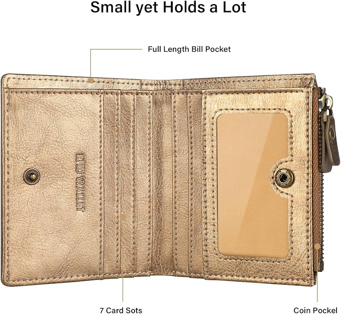 Lavemi Ultra Thin Small Compact Leather Womens Girls Wallets RFID Blocking Credit Card Holder for Women
