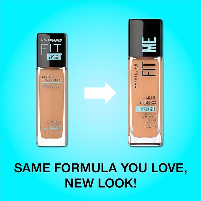 Maybelline Fit Me Matte + Poreless Liquid Oil-Free Foundation Makeup, Java, 1 Count (Packaging May Vary)