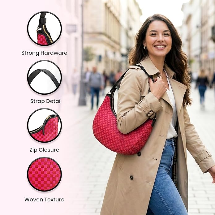 Handmade Woven Genuine Leather Bag, Premium Quality, Crossbody Purse & Hobo Handbag, Diagonal Pattern, 11.81x3.94x9.06 Inches