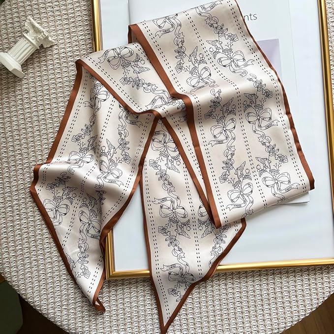 Silk Head Scarf for Hair Fashion Headwrap for Women Lightweight Neck Tie