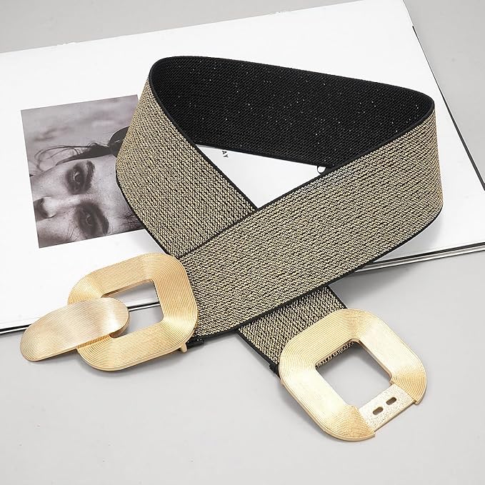 Glamorstar Women Wide Stretchy Belts Elastic Waist Belts for Dresses