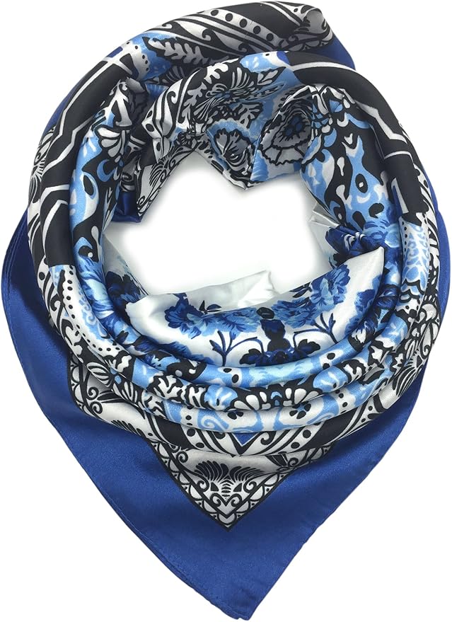 YOUR SMILE Silk Like Scarf Women's Fashion Pattern Large Square Satin Headscarf Headdress