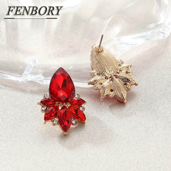 Vintage Rhinestone Earrings Fancy Crystal Cluster Drop Earrings Art Deco Earrings for Women