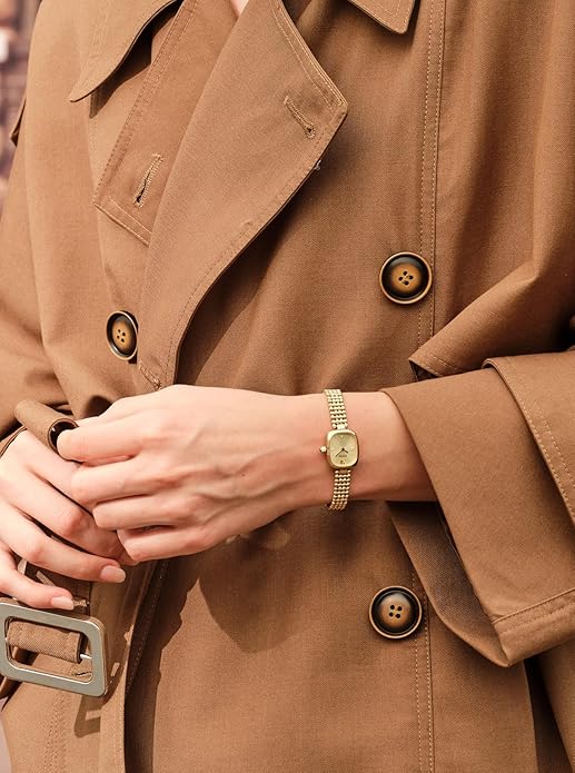 Gold Watches for Women Vintage Ladies Wrist Watches Stainless Steel Dainty Small Gold Watch with Link Removal Tools and Gift Box for Women and Love Ones