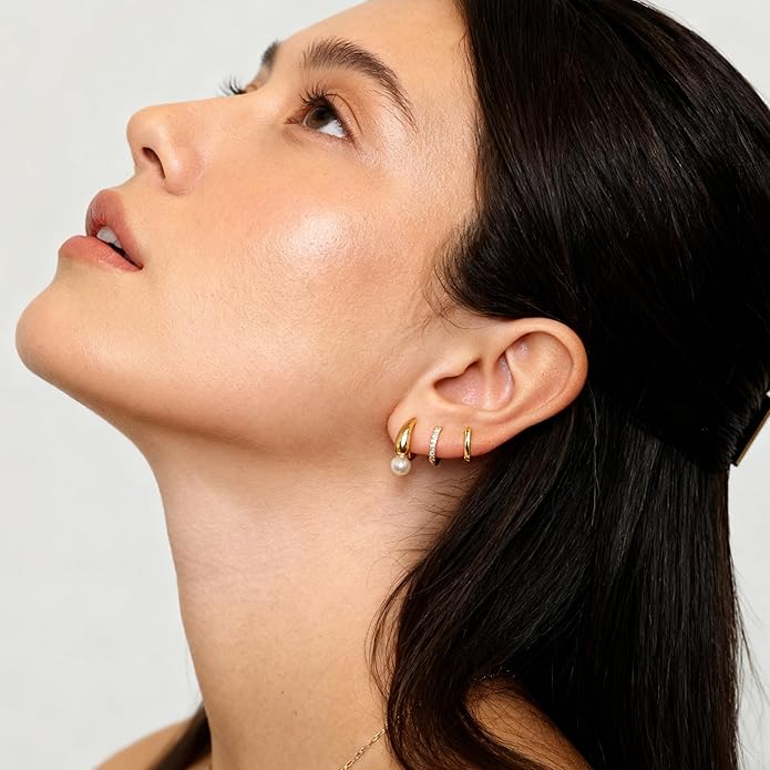 CHESKY Christmas Gifts Pearl Earrings for Women, Dainty 14K Gold Plated/Silver Plated Drop Quality Handpicked AAA+ Freshwater Cultured Round Pearls Dangle Earrings Wedding Jewelry for Women Gifts