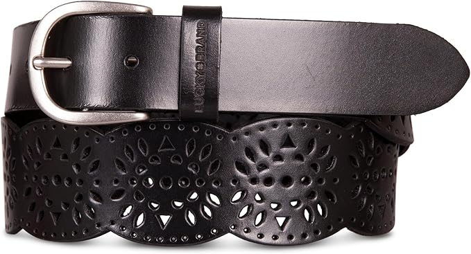 Lucky Brand Women's Embroidered Leather Belt | Stylish | Classic | Western-Inspired | American Heritage | Jean | Pant