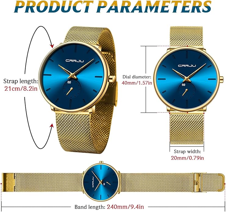 Mens Watches Ultra-Thin Minimalist Waterproof - Fashion Wrist Watch for Men Unisex Dress with Stainless Steel Mesh Band
