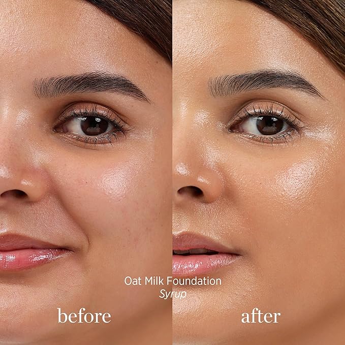Ere Perez - Natural Oat Milk Liquid Foundation | Breathable, Buildable, Med-Full Coverage, Dewy | Peach Extract, Vitamin E | Vegan, Cruelty-Free, Clean Beauty (Syrup | Med-Tan Warm, 1 fl oz | 30 ml)