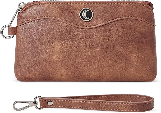 CLUCI Wristlet Wallets for Women Travel Phone Handbag Leather Clutch Purses with Card Slots