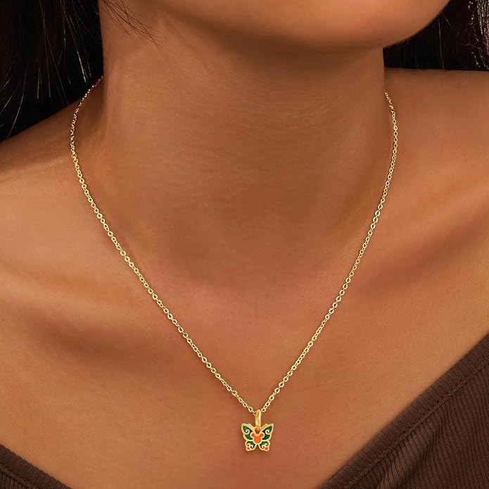Dainty 18K Gold Plated Butterfly Necklaces Cute Gold Necklace for Women Simple Choker Jewelry for Women Trendy Jewelry Gifts