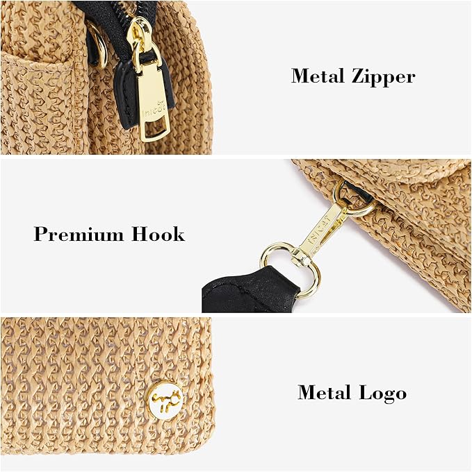 MINICAT Straw Small Summer Purses for Women Crossbody Purse Beach Bags for Everyday Cruise Travel Vacation Essentials | Straw, Small, Summer, for Everyday, Cruise, Travel, Vacation, Essentials