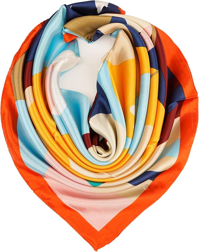 YOUR SMILE Silk Like Scarf Women's Fashion Pattern Large Square Satin Headscarf Headdress