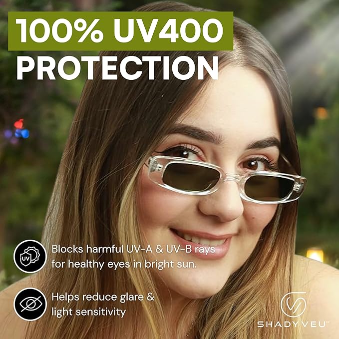 ShadyVEU Slim Classic Rectangular Sunglasses UV Protection 90’s Vintage Small Wide Retro Frame Fashion Shades
