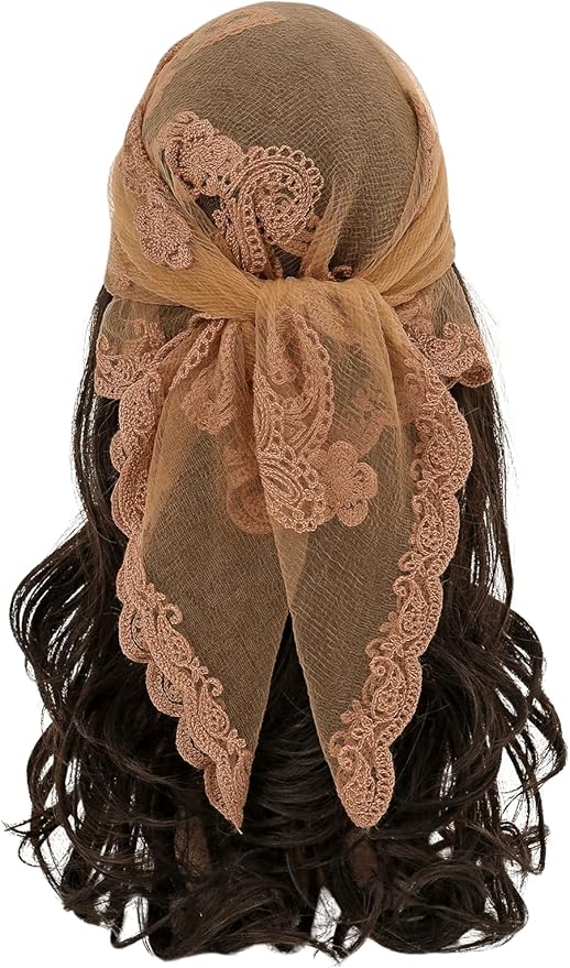 Floerns Women's Flower Embroidery Hair Scarf Headband Sheer Lace Hair Bandana