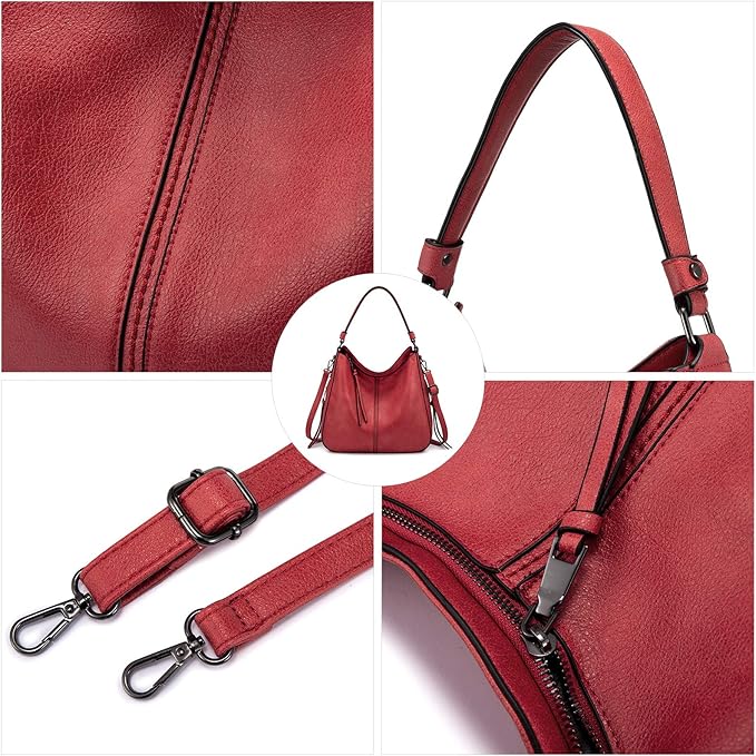 Realer Hobo Crossbody Bags for Women Designer Faux Leather Hobo Handbags Retro Large Size Shoulder Bag Bucket Purse