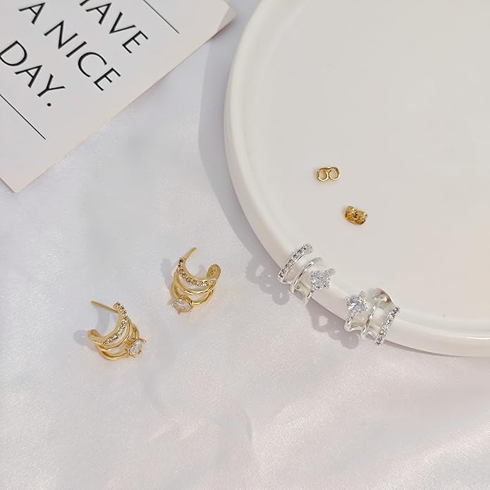 IMBOS Earrings for Women Trendy 14K Gold Stud Earrings Claw Earring Dainty Simple Minimalist Gold Earring Hypoallergenic Jewelry for Women Gifts